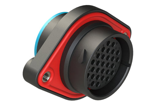 AHDP02-24-31SR-SRA 31 Position Sealed Panel Mount Receptacle, Socket, Shell Size 24, Reduced Diameter Seal (Blue Adapter), Smooth Ring Adapter