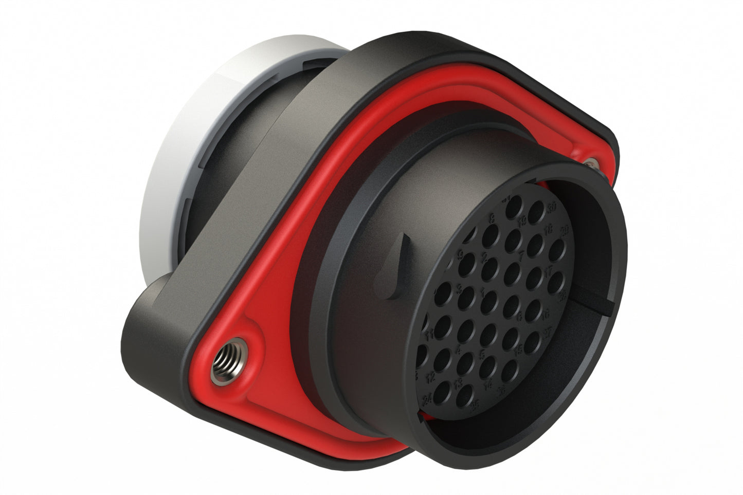 AHDP02-24-31ST-BRA 31 Position Panel Mount Receptacle, Socket, Shell Size 24, Thin Diameter Seal (Grey Adapter), Backshell Ring Adapter