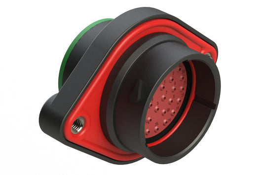 AHDP02-24-33PN-SRA 33 Position Panel Mount Receptacle, Shell Size 24, Pin, Plastic, Normal Diameter Rear Seal, Smooth Ring Adapter SRA (Green)