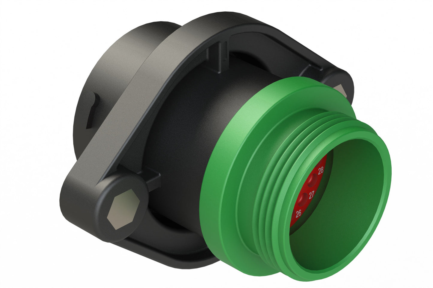 AHDP02-24-33PN-STA 33 Position Panel Mount Receptacle,Shell Size 24, Pin, Plastic, Normal Diameter Rear Seal, Small Thread Adapter STA (Green)