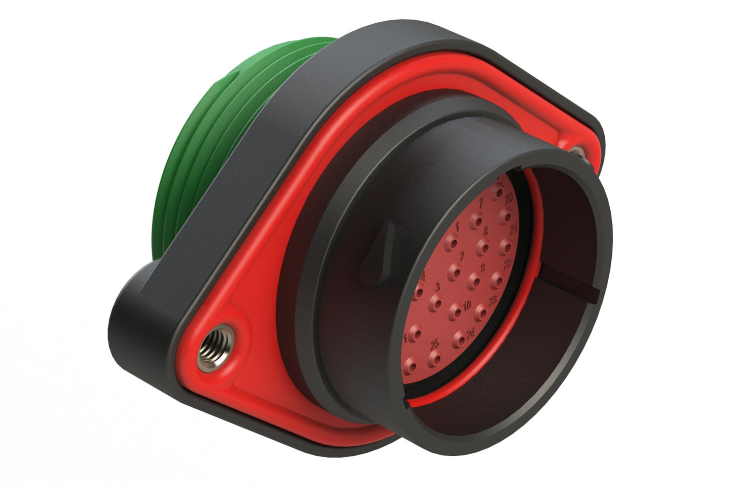 AHDP02-24-33PN-WTA 33 Position Panel Mount Receptacle, Shell Size 24, Pin, Plastic, Normal Diameter Rear Seal, Wide Thread Adapter WTA (Green)