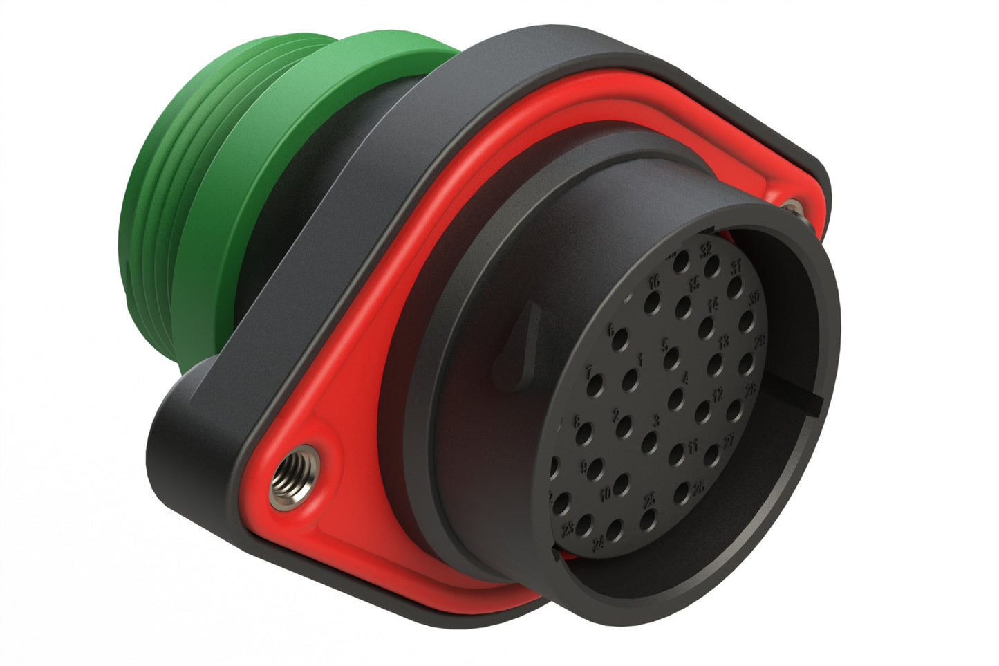 AHDP02-24-33SN-STA 33 Position Panel Mount Receptacle, Shell Size 24, Socket, Plastic, Normal Diameter Rear Seal, Small Thread Adapter STA (Green)