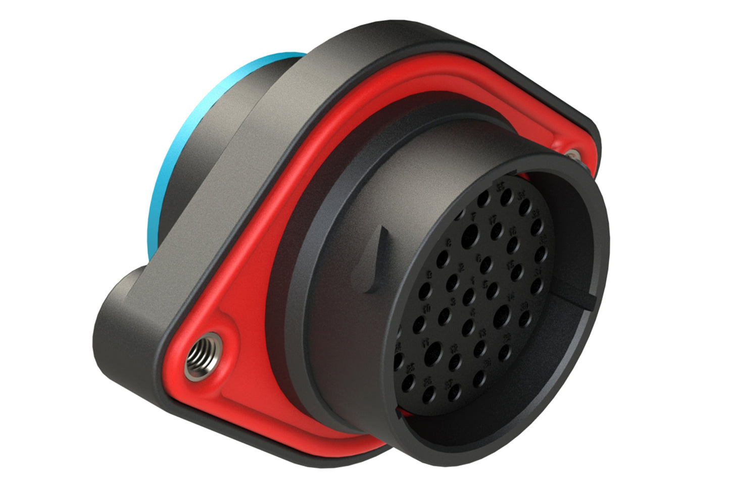 AHDP02-24-35SR-SRA 35 Position Sealed Panel Mount Receptacle, Socket, Shell Size 24, Reduced Diameter Seal (Blue Adapter), Smooth Ring Adapter