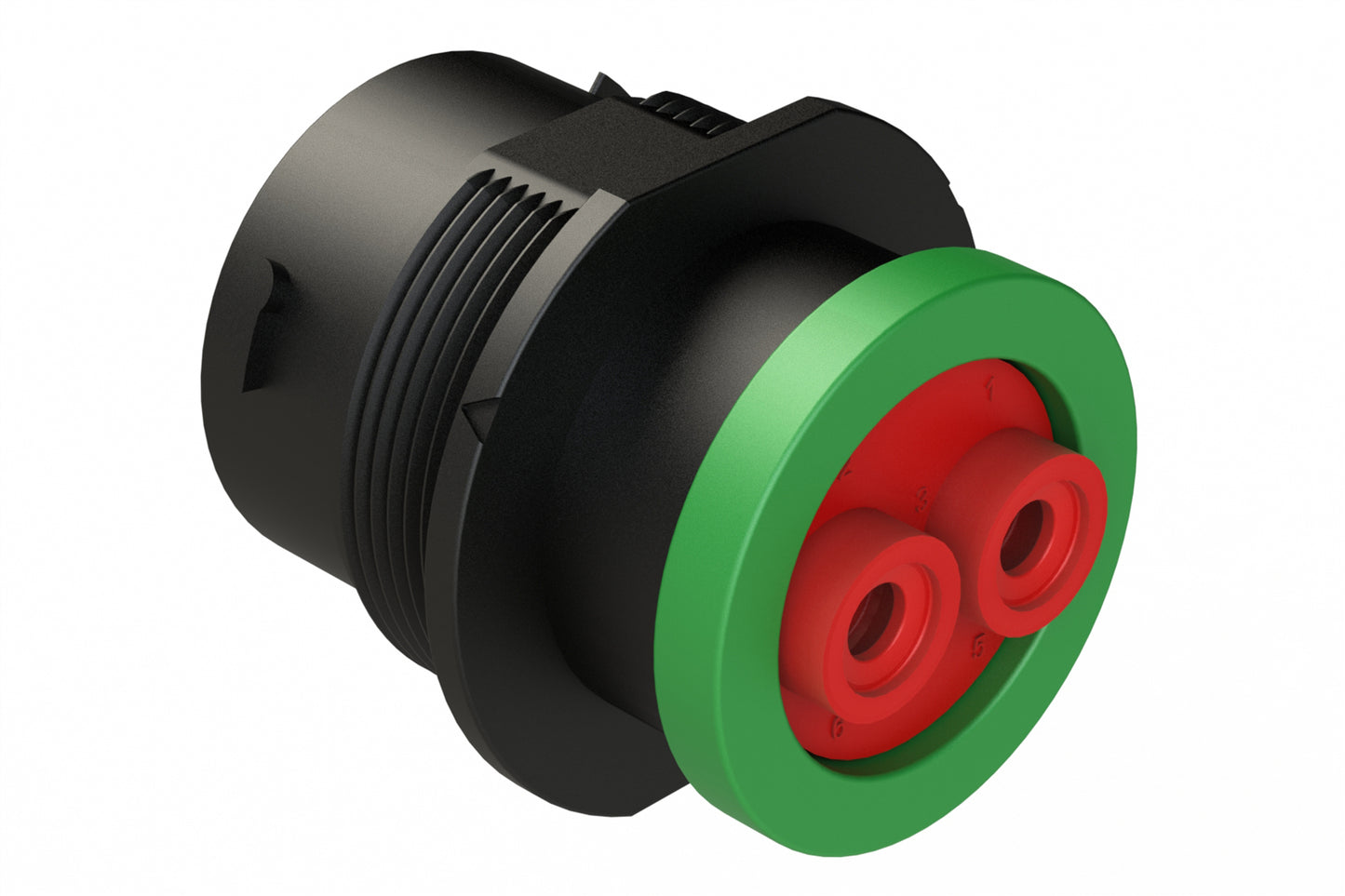 AHDP04-18-06PN-BRAC030 2 Position Receptacle, Pin, Shell Size 18, Normal Diameter Seal (Green Adapter), Backshell Ring Adapter