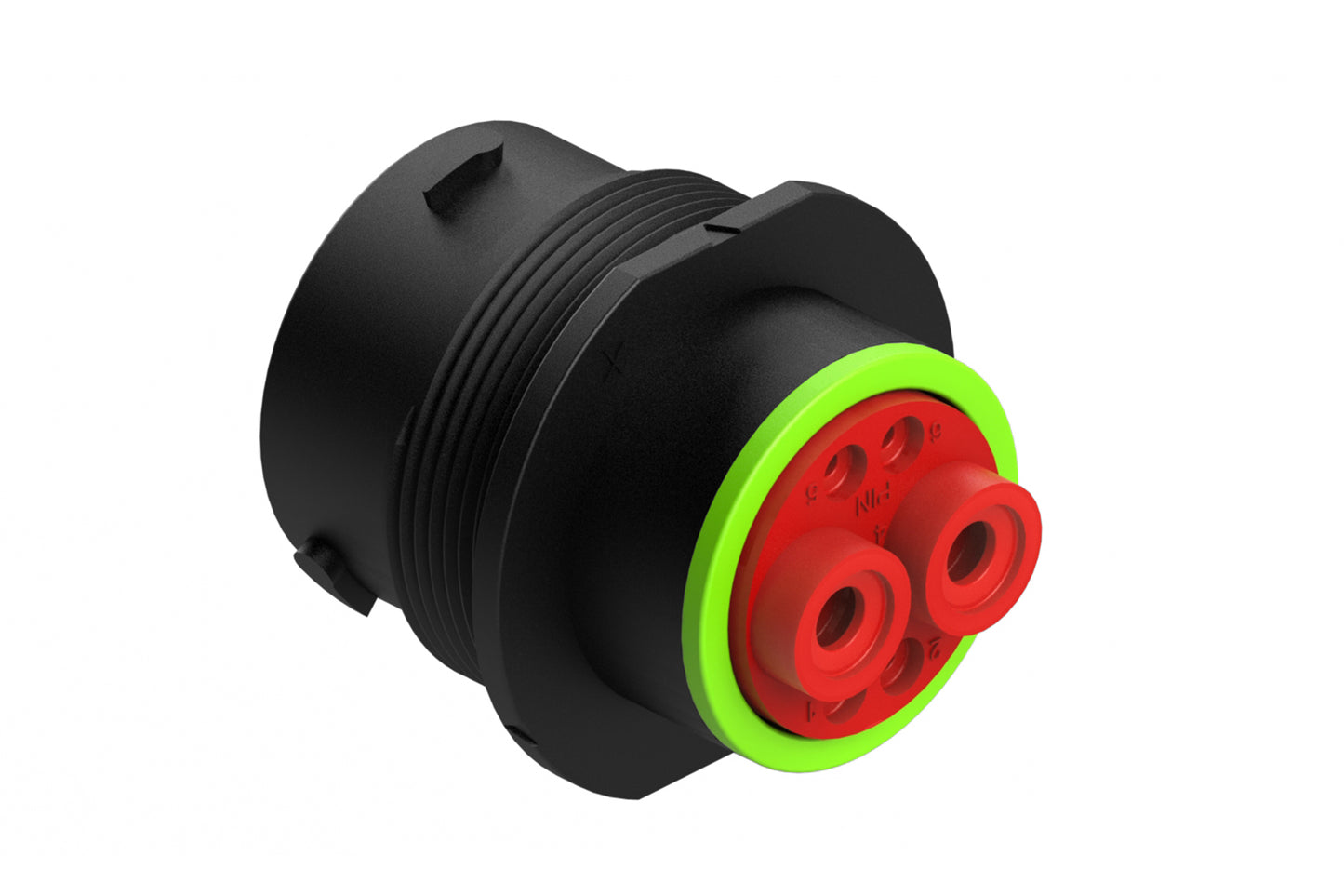 AHDP04-18-06PN-SRA 6 Position Receptacle, Pin, Shell Size 18, Normal Diameter Sea (Green Adapter)l, Smooth Ring Adapter. HDP24-18-6PN