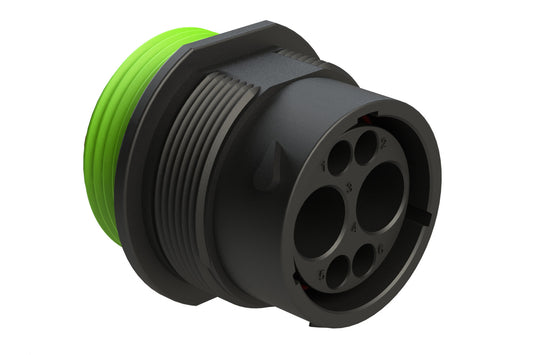 AHDP04-18-06PN-WTA 6 Position Receptacle, Pin, Shell Size 18, Wide Thread Adapter. HDP24-18-6PN-L024