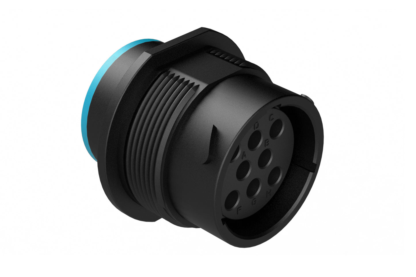 AHDP04-18-08SR-SRA 8 Position Receptacle, Socket, Shell Size 18, Reduced Diameter Seal (Blue Adapter), Smooth Ring Adapter. HDP24-18-8SE