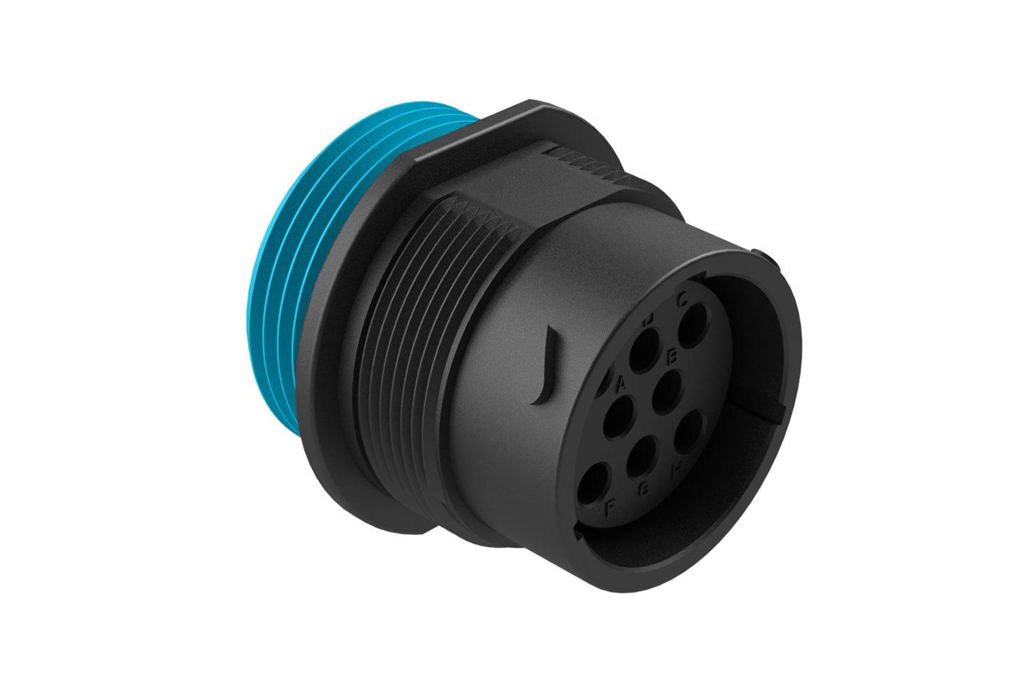 AHDP04-18-08SR-WTA 8 Position Receptacle, Socket, Shell Size 18, Reduced Diameter Seal (Blue Adapter), Wide Thread Adapter. HDP24-18-8SE-L024
