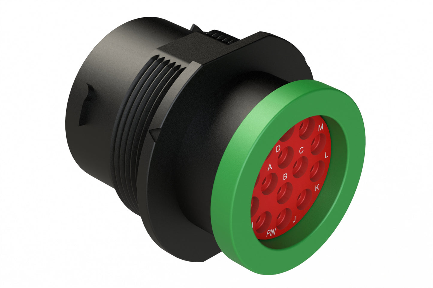 AHDP04-18-14PN-BRA 14 Position Receptacle, Pin, Shell Size 18, Normal Diameter Seal (Green Adapter), Backshell Ring Adapter. HDP24-18-14PN-L017