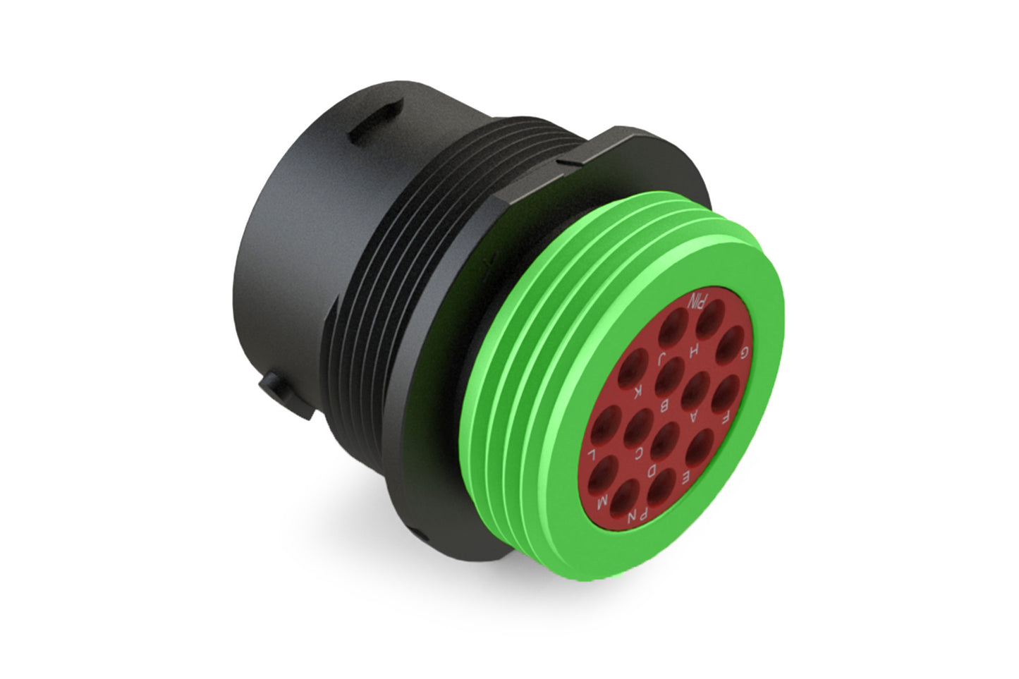 AHDP04-18-14PN-WTA 14 Position Receptacle, Pin, Shell Size 18, Normal Diameter Seal (Green Adapter), Wide Thread Adapter. HDP24-18-14PN-L024