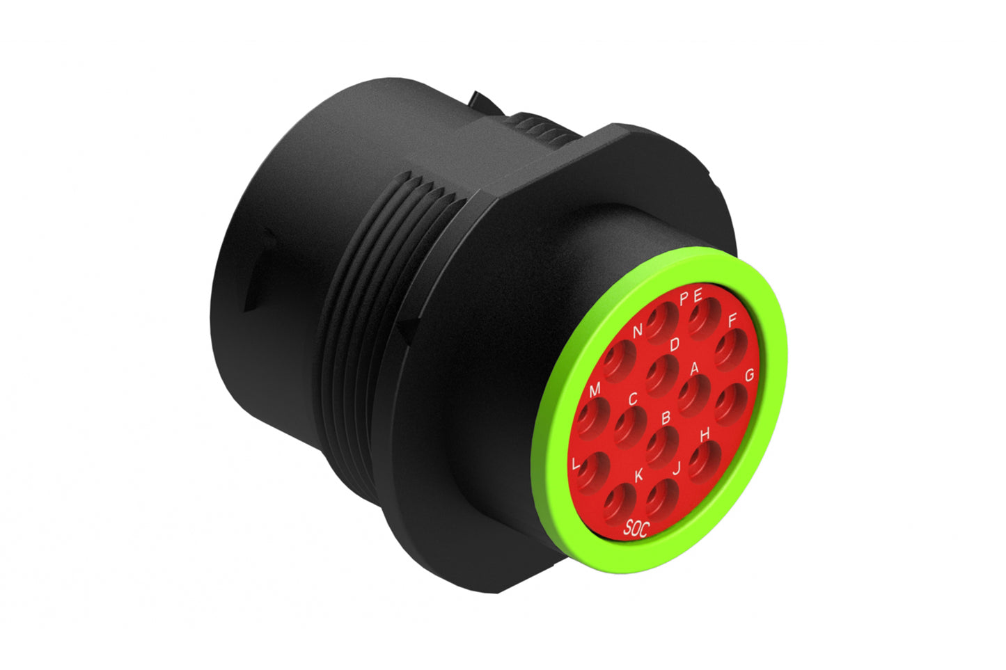 AHDP04-18-14SN-SRA 14 Position Receptacle, Socket, Shell Size 18, Normal Diameter Seal (Green Adapter), Smooth Ring Adapter. HDP24-18-14SN