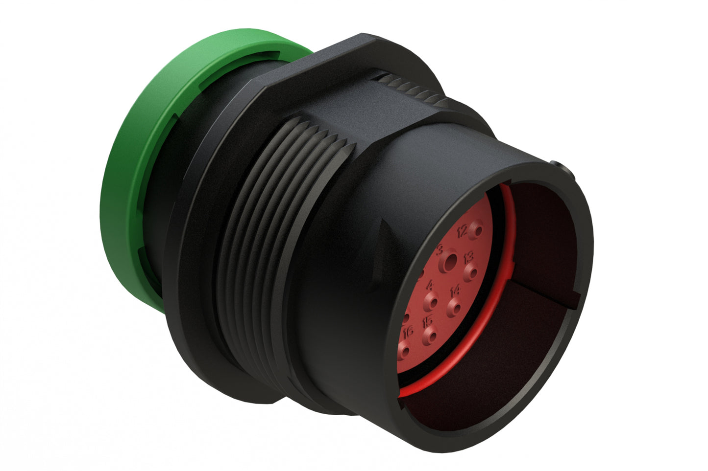 AHDP04-18-20PN-BRA 20 Position Receptacle, Pin, Shell Size 18, Normal Diameter Seal (Green Adapter), Backshell Ring Adapter. HDP24-18-20PN-L017