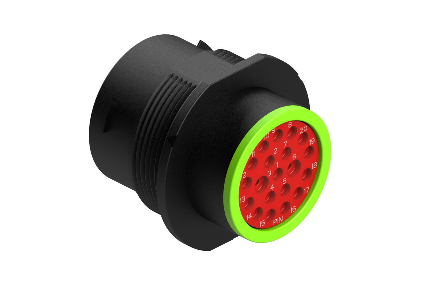 AHDP04-18-20PN-SRA 20 Position Receptacle, Pin, Shell Size 18, Normal Diameter Seal (Green Adapter), Smooth Ring Adapter. HDP24-18-20PN