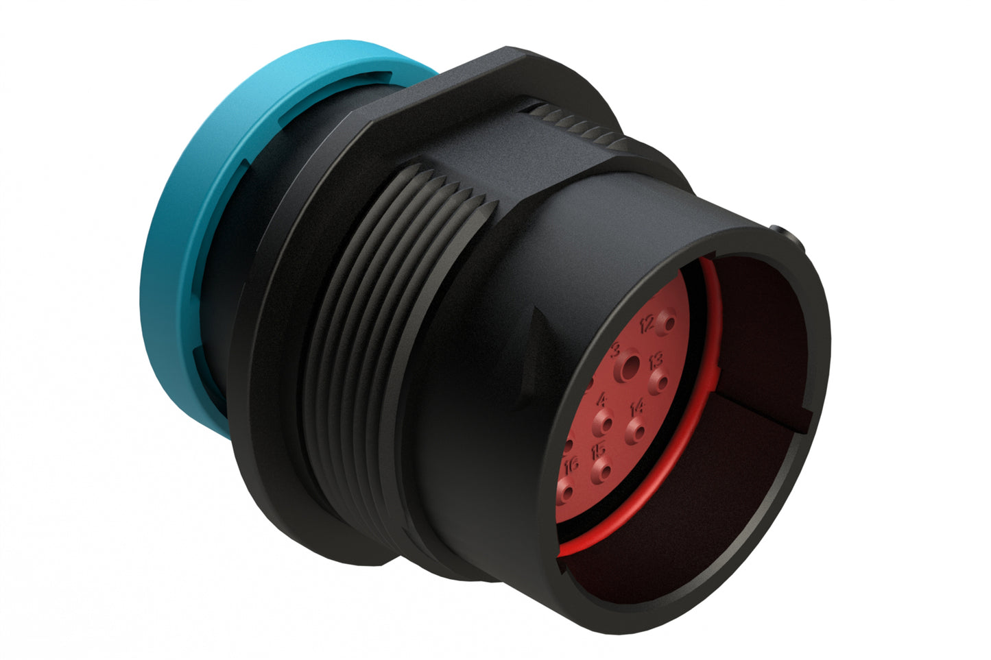 AHDP04-18-20PR-BRA 20 Position Receptacle, Pin, Shell Size 18, Reduced Diameter Seal (Blue Adapter), Backshell Ring Adapter. HDP24-18-20PE-L017