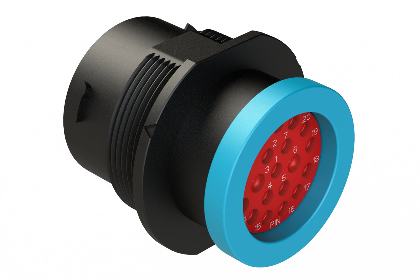 AHDP04-18-20PR-BRA 20 Position Receptacle, Pin, Shell Size 18, Reduced Diameter Seal (Blue Adapter), Backshell Ring Adapter. HDP24-18-20PE-L017