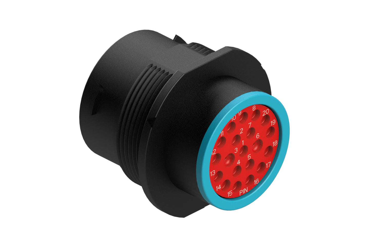 AHDP04-18-20PR-SRA 20 Position Receptacle, Pin, Shell Size 18, Reduced Diameter Seal (Blue Adapter), Smooth Ring Adapter. HDP24-18-20PE