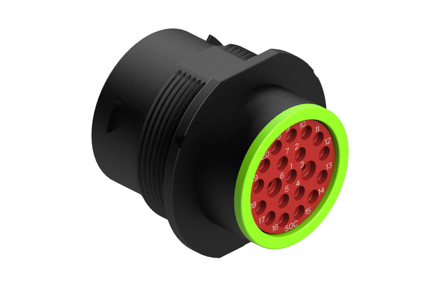 AHDP04-18-20SN-SRA 20 Position Receptacle, Socket, Shell Size 18, Normal Diameter Seal (Green Adapter), Smooth Ring Adapter. HDP24-18-20SN