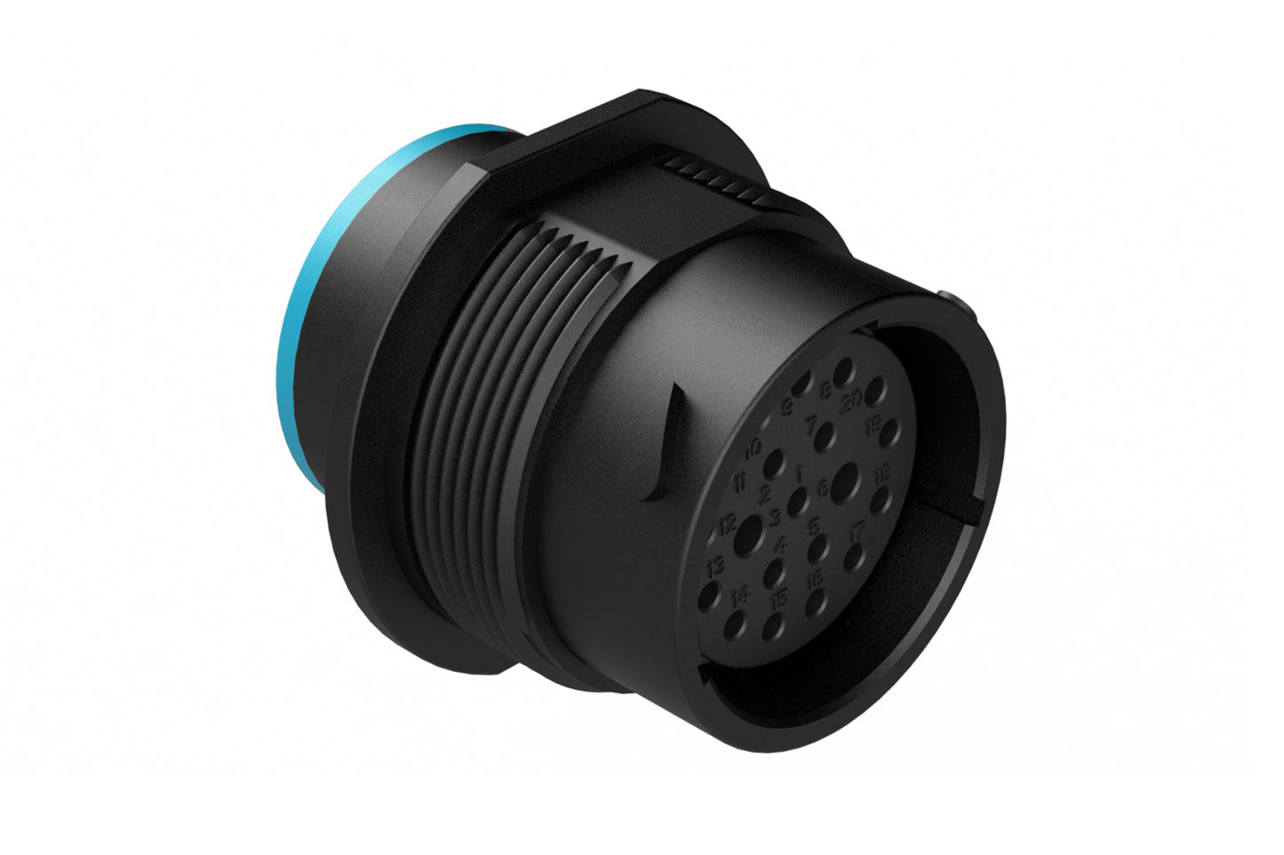 AHDP04-18-20SR-SRA 20 Position Receptacle, Socket, Shell Size 18, Reduced Diameter Seal (Blue Adapter), Smooth Ring Adapter. HDP24-18-20SE