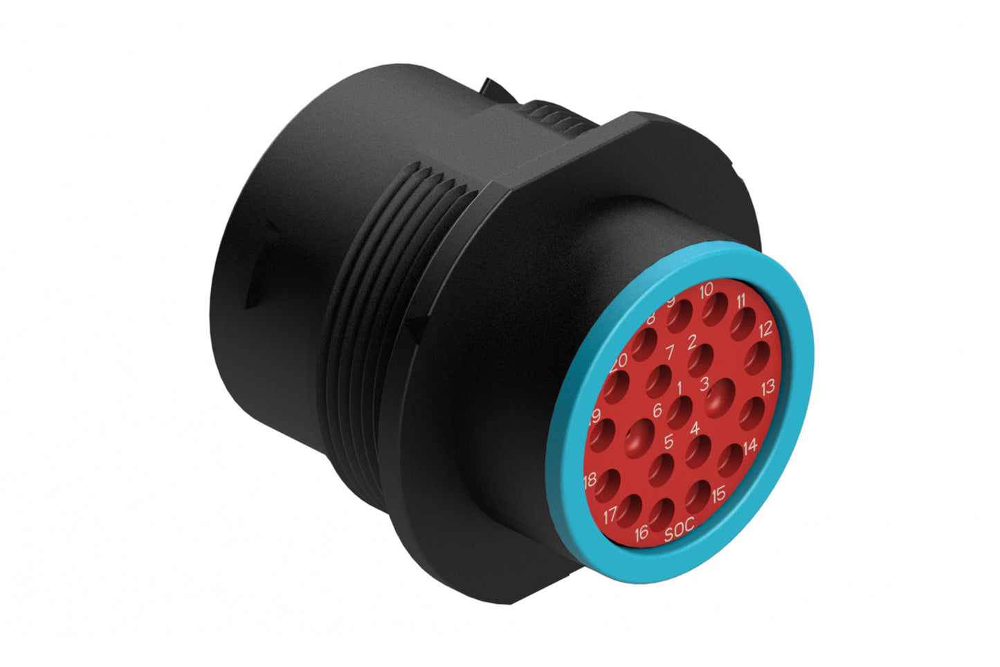 AHDP04-18-20SR-SRA 20 Position Receptacle, Socket, Shell Size 18, Reduced Diameter Seal (Blue Adapter), Smooth Ring Adapter. HDP24-18-20SE