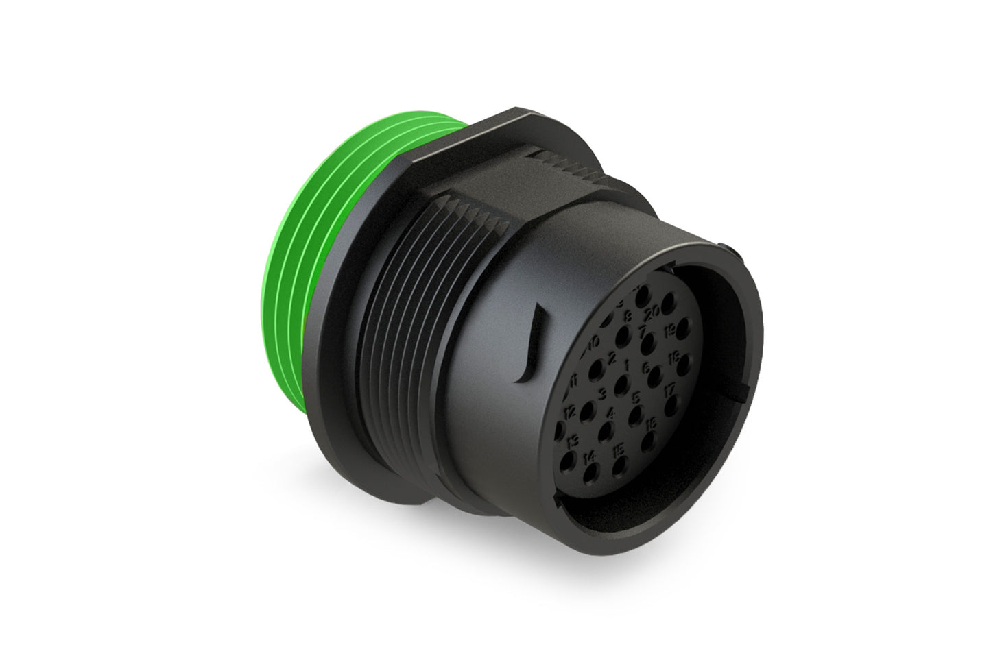 AHDP04-18-21SN-WTA 21 Position Receptacle, Socket, Shell Size 18, Normal Diameter Seal (Green Adapter), Wide Thread Adapter. HDP24-18-21SN-L024