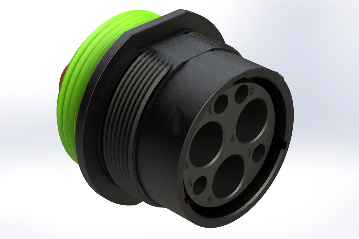 AHDP04-24-07PN-WTACL22 7 position Receptacle, Pin, Shell Size 24, Normal Diameter Seal (Green Adapter), Wide Thread Adapter. HDP24-24-7PN-CL22, HDP24-24-7PN-C038