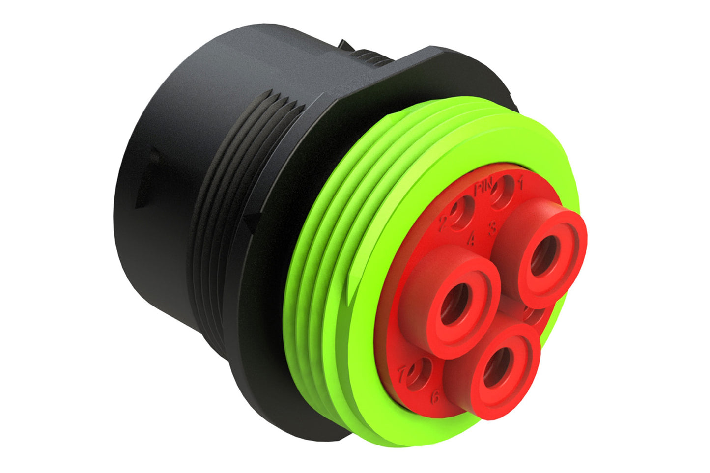 AHDP04-24-07PN-WTACL22 7 position Receptacle, Pin, Shell Size 24, Normal Diameter Seal (Green Adapter), Wide Thread Adapter. HDP24-24-7PN-CL22, HDP24-24-7PN-C038