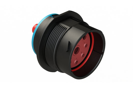 AHDP04-24-09PR-SRA 9 Position Receptacle, Pin, Shell Size 24, Reduced Diameter Seal (Blue Adapter), Smooth Ring Adapter, Dustcap Included. HDP24-24-9PE