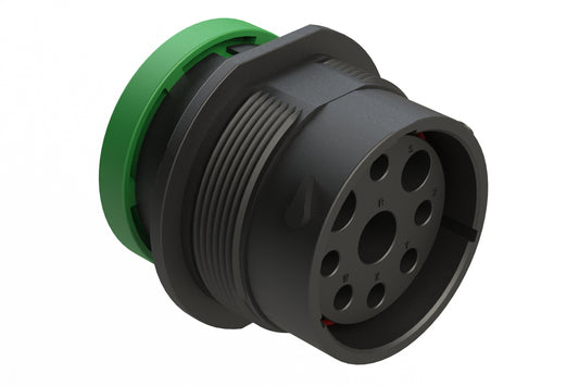 AHDP04-24-09SN-BRA 9 Position Receptacle, Socket, Shell Size 24, Normal Diameter Seal (Green Adapter), Backshell Ring Adapter. HDP24-24-9SN-L017