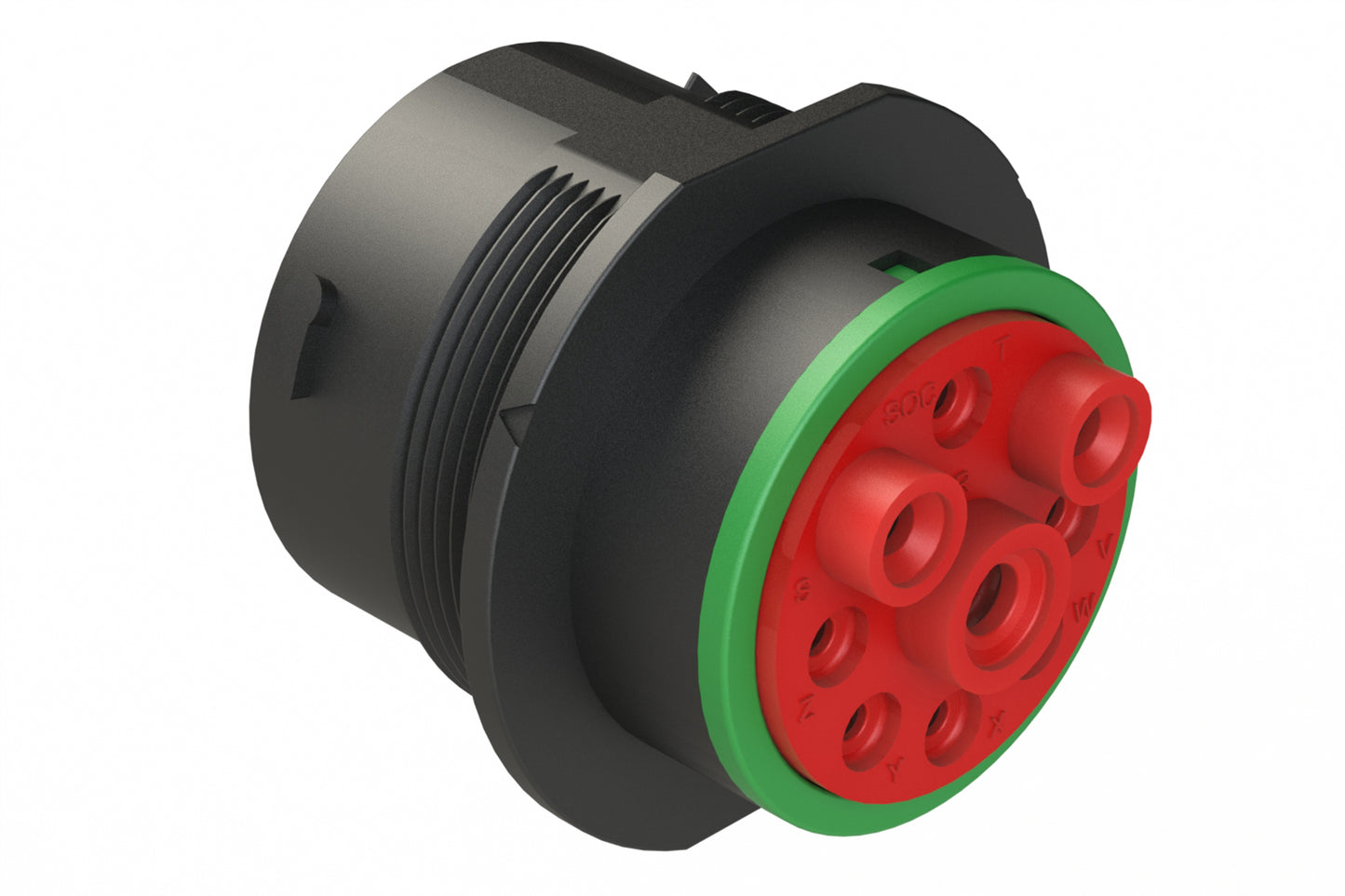 AHDP04-24-09SN-SRA 9 Position Receptacle, Socket, Shell Size 24, Normal Diameter Seal (Green Adapter), Smooth Ring Adapter. HDP24-24-9SN