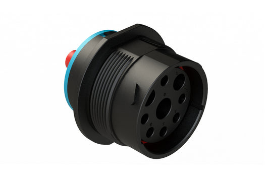 AHDP04-24-09SR-SRA 9 Position Receptacle, Socket, Shell Size 24, Reduced Diameter Seal (Blue Adapter), Smooth Ring Adapter, Dustcap Included. HDP24-24-9SE