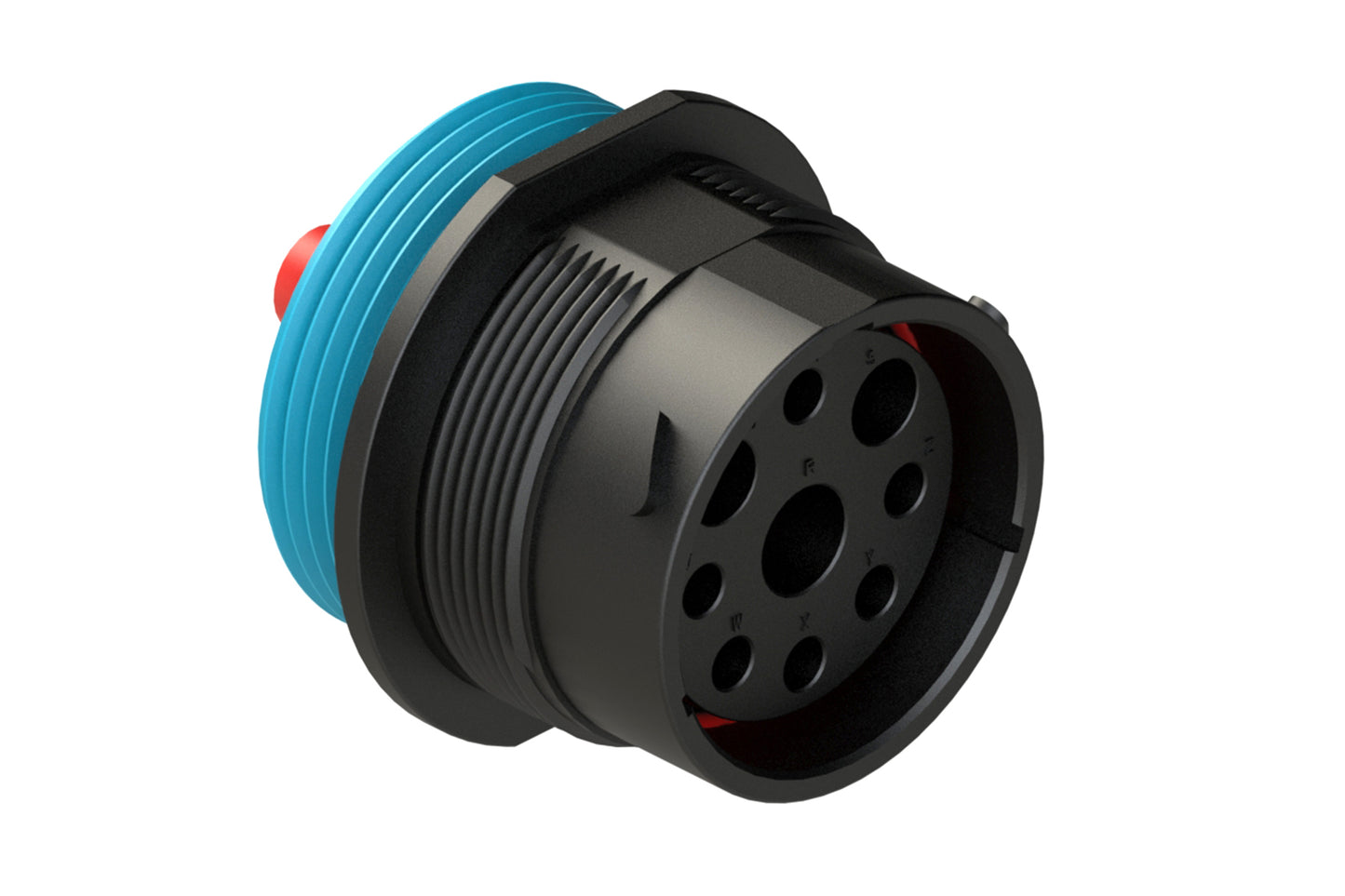 AHDP04-24-09SR-WTA 9 Position Receptacle, Socket, Shell Size 24, Reduced Diameter Seal (Blue Adapter), Wide Thread Adapter. HDP24-24-9SN-L024