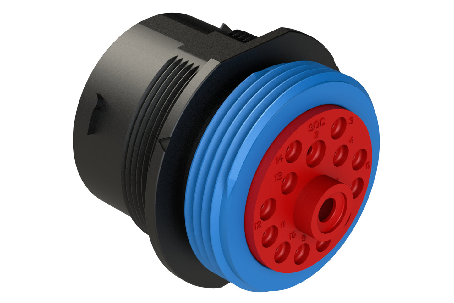 AHDP04-24-14SR-WTA 14 Position Receptacle, Socket, Shell Size 24, Reduced Diameter Seal (Blue Adapter), Wide Thread Adapter. HDP24-24-14SE-L024
