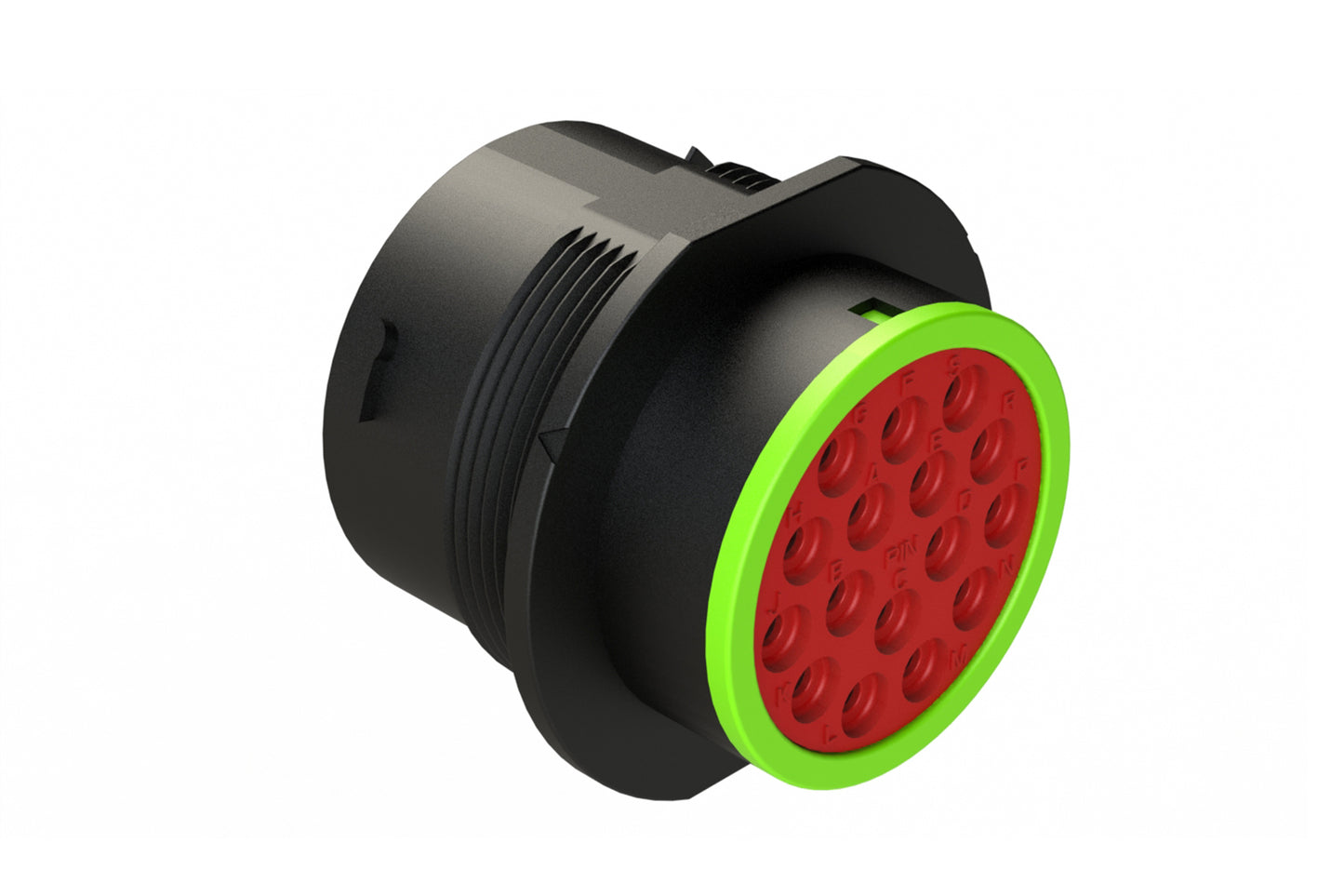 AHDP04-24-16PN-SRA 16 Position Receptacle, Pin, Shell Size 24, Normal Diameter Sea (Green Adapter)l, Smooth Ring Adapter, Dustcap Included. HDP24-24-16PN