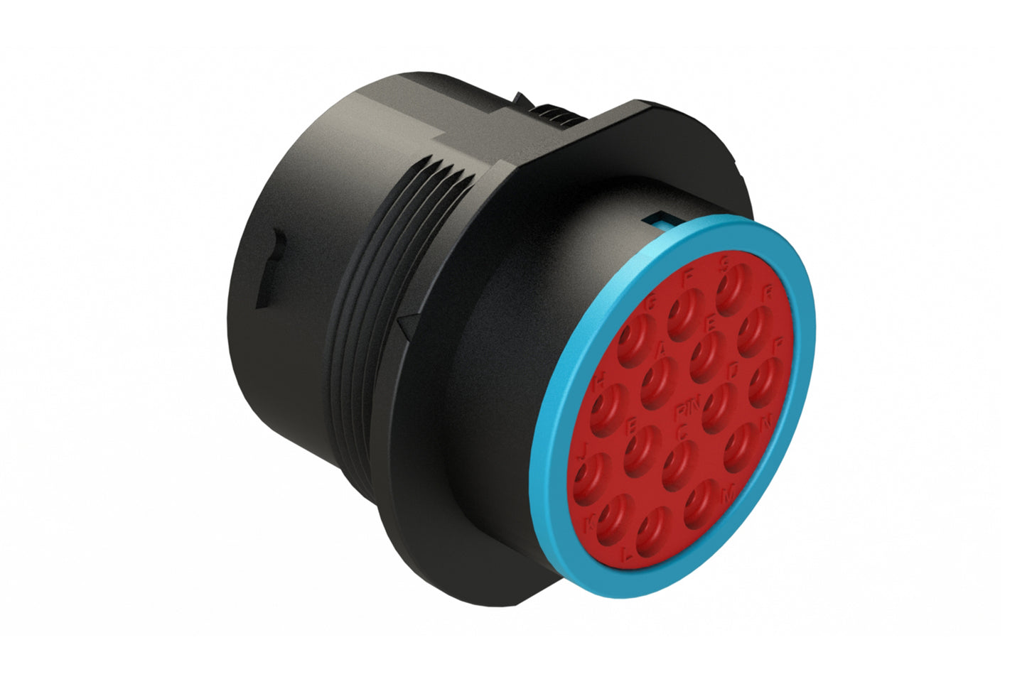 AHDP04-24-16PR-SRA 16 Position Receptacle, Pin, Shell Size 24, Reduced Diameter Seal (Blue Adapter), Smooth Ring Adapter, Dustcap Included. HDP24-24-16PE