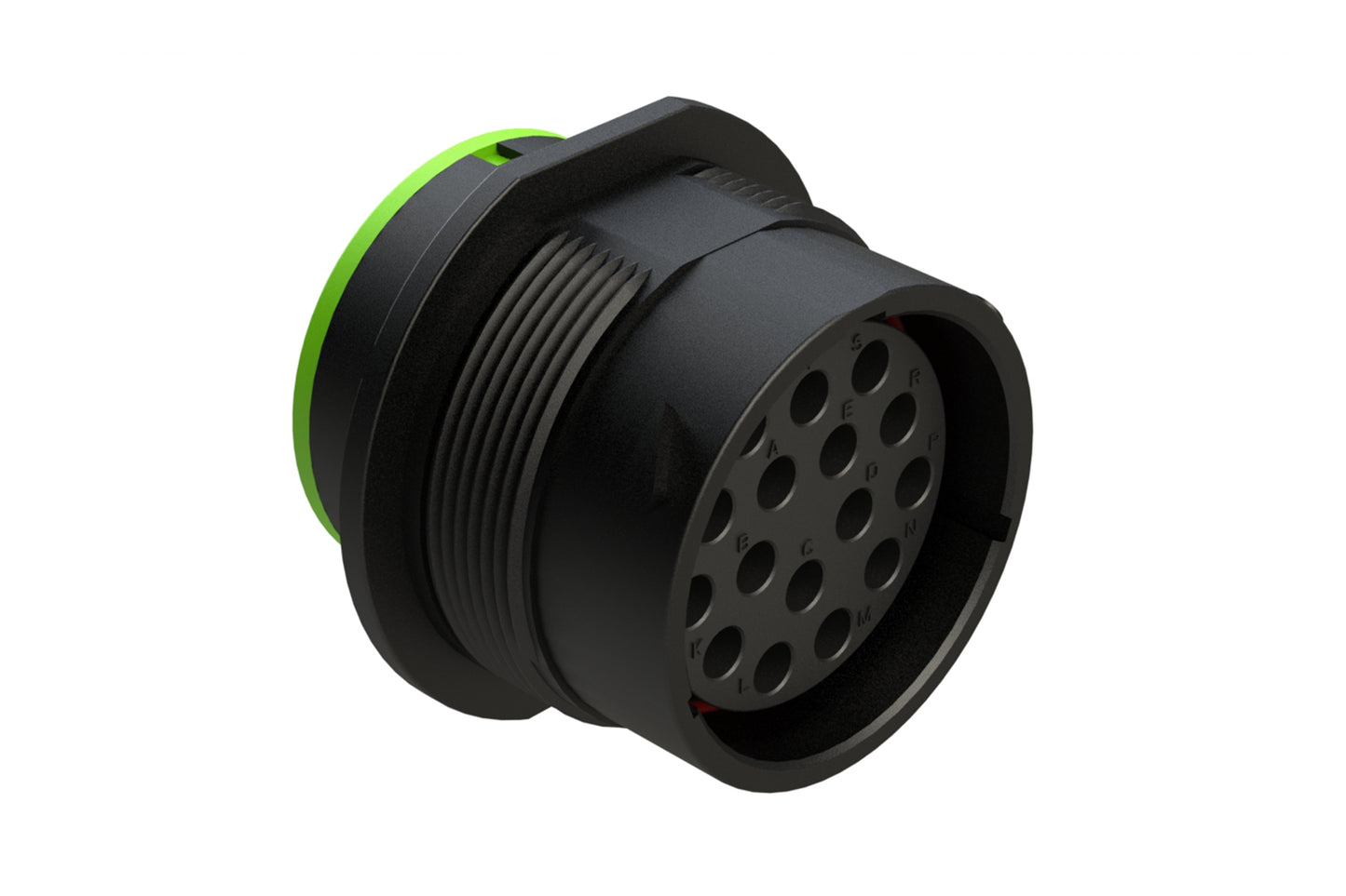 AHDP04-24-16SN-SRA 16 Position Receptacle, Socket, Shell Size 24, Normal Diameter Seal (Green Adapter), Smooth Ring Adapter, Dustcap Included. HDP24-24-16SN