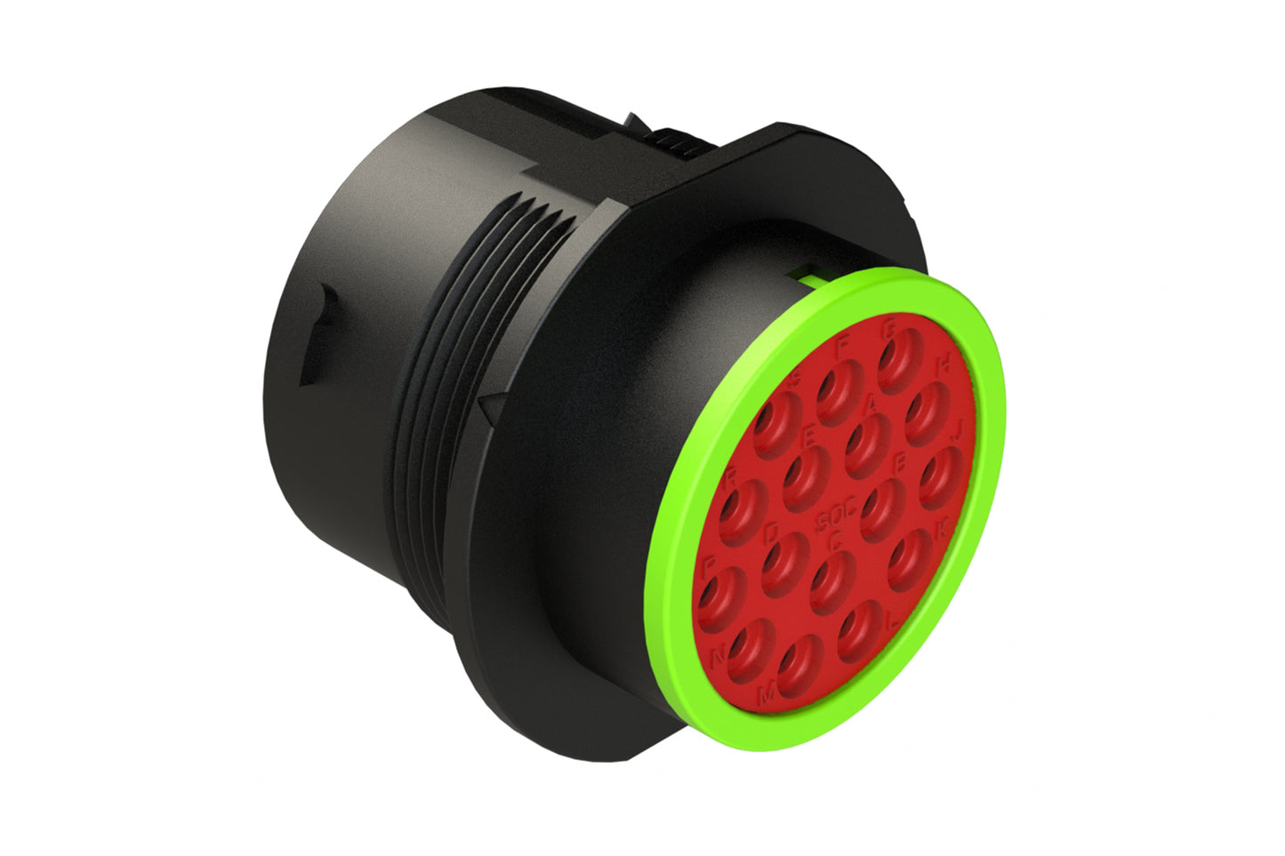 AHDP04-24-16SN-SRA 16 Position Receptacle, Socket, Shell Size 24, Normal Diameter Seal (Green Adapter), Smooth Ring Adapter, Dustcap Included. HDP24-24-16SN