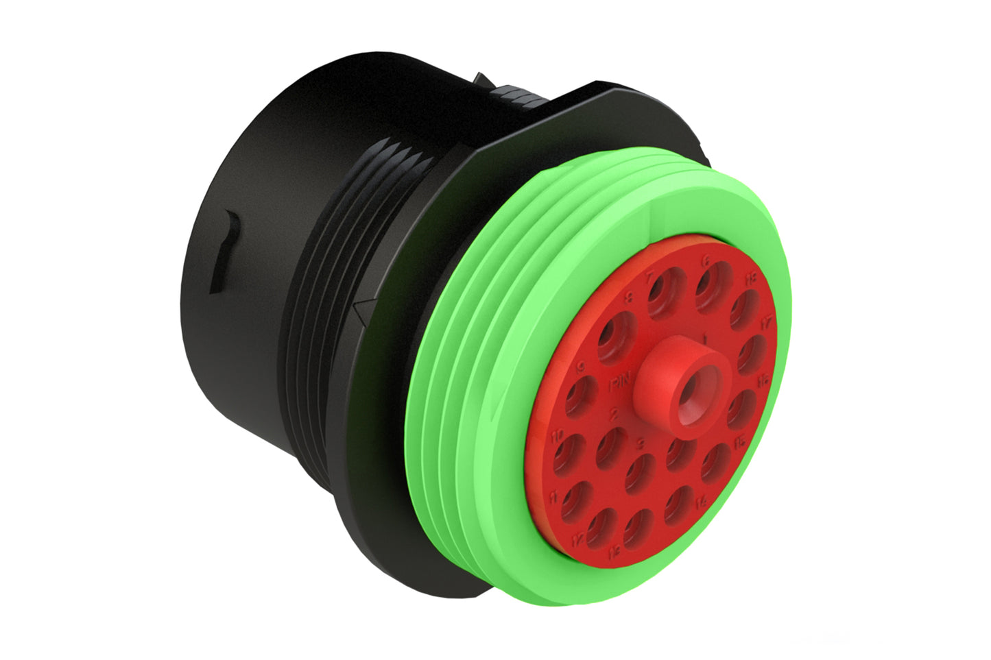 AHDP04-24-18PN-WTA 18 Position, Receptacle, Pin, Shell Size 24, Normal Diameter Seal (Green Adapter), Wide Thread Adapter. HDP24-24-18PN-L024