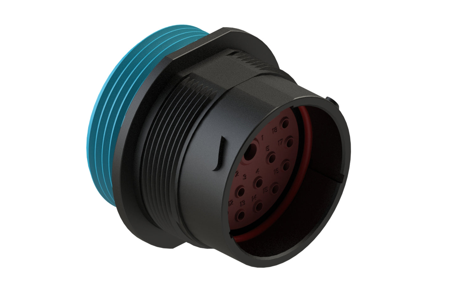 AHDP04-24-18PR-WTA 18 Position Receptacle, Pin, Shell Size 24, Reduced Diameter Seal (Blue Adapter), Wide Thread Adapter. HDP24-24-18PE-L024