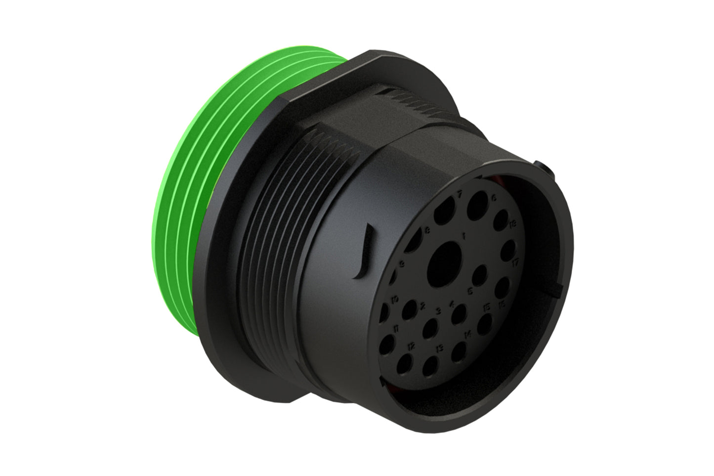 AHDP04-24-18SN-WTA 18 Position Receptacle, Socket, Shell Size 24, Normal Diameter Seal (Green Adapter), Wide Thread Adapter. HDP24-24-18SN-L024