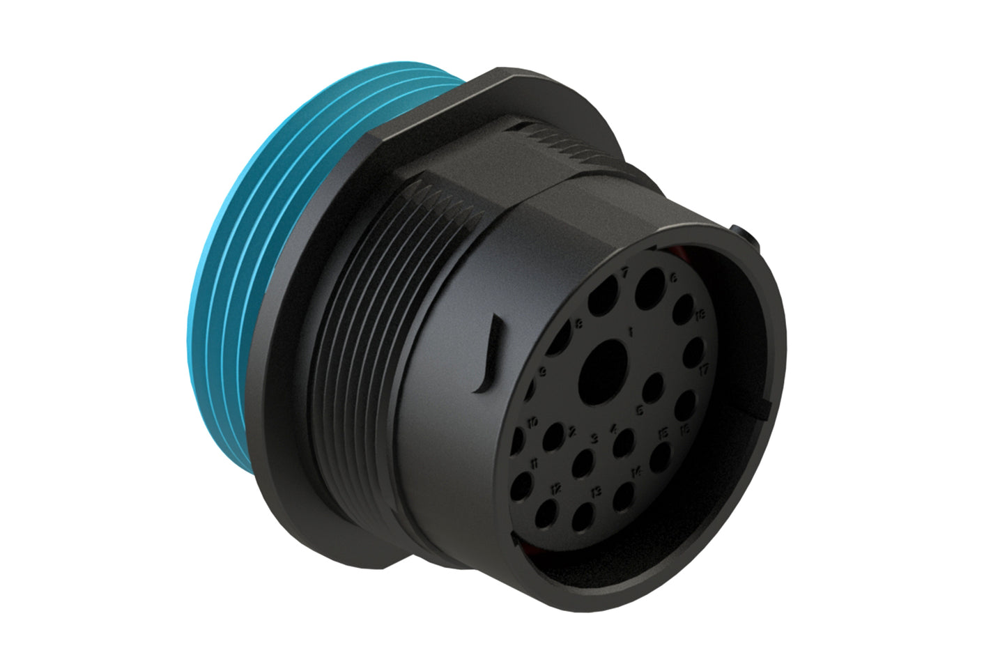 AHDP04-24-18SR-WTA 18 Position Receptacle, Socket, Shell Size 24, Reduced Diameter Seal (Blue Adapter), Wide Thread Adapter. HDP24-24-18SE-L024