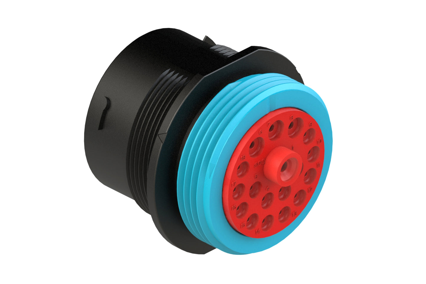 AHDP04-24-18SR-WTA 18 Position Receptacle, Socket, Shell Size 24, Reduced Diameter Seal (Blue Adapter), Wide Thread Adapter. HDP24-24-18SE-L024