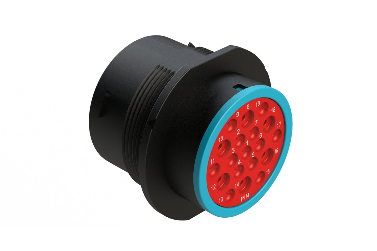 AHDP04-24-19PR-SRA 19 Position Receptacle, Pin, Shell Size 24, Reduced Diameter Seal (Blue Adapter), Smooth Ring Adapter, Dustcap Included. HDP24-24-19PE