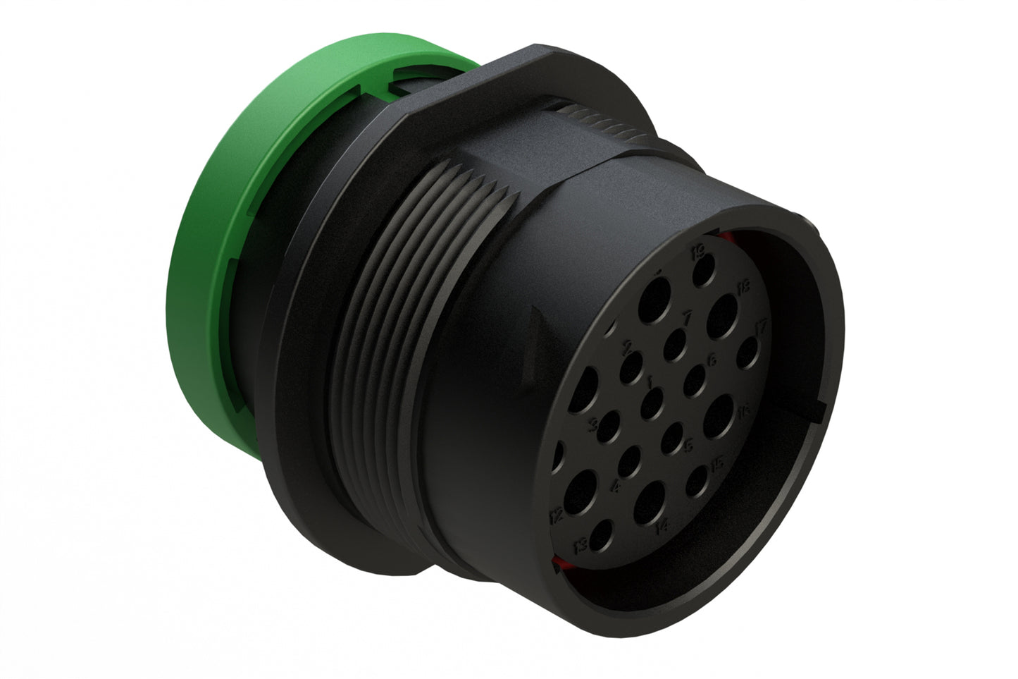 AHDP04-24-19SN-BRA 19 Position Receptacle, Socket, Shell Size 24, Normal Diameter Seal (Green Adapter), Backshell Ring Adapter. HDP24-24-19SN-L017