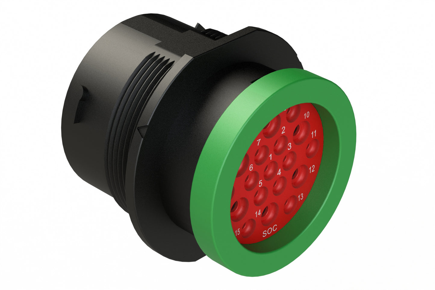 AHDP04-24-19SN-BRA 19 Position Receptacle, Socket, Shell Size 24, Normal Diameter Seal (Green Adapter), Backshell Ring Adapter. HDP24-24-19SN-L017