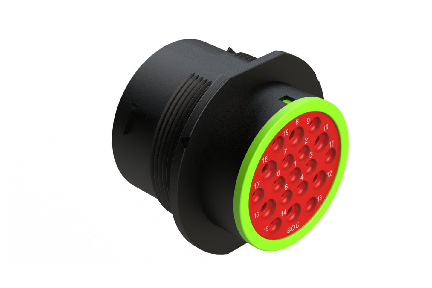 AHDP04-24-19SN-SRA 19 Position Receptacle, Socket, Shell Size 24, Normal Diameter Seal (Green Adapter), Smooth Ring Adapter. HDP24-24-19SN