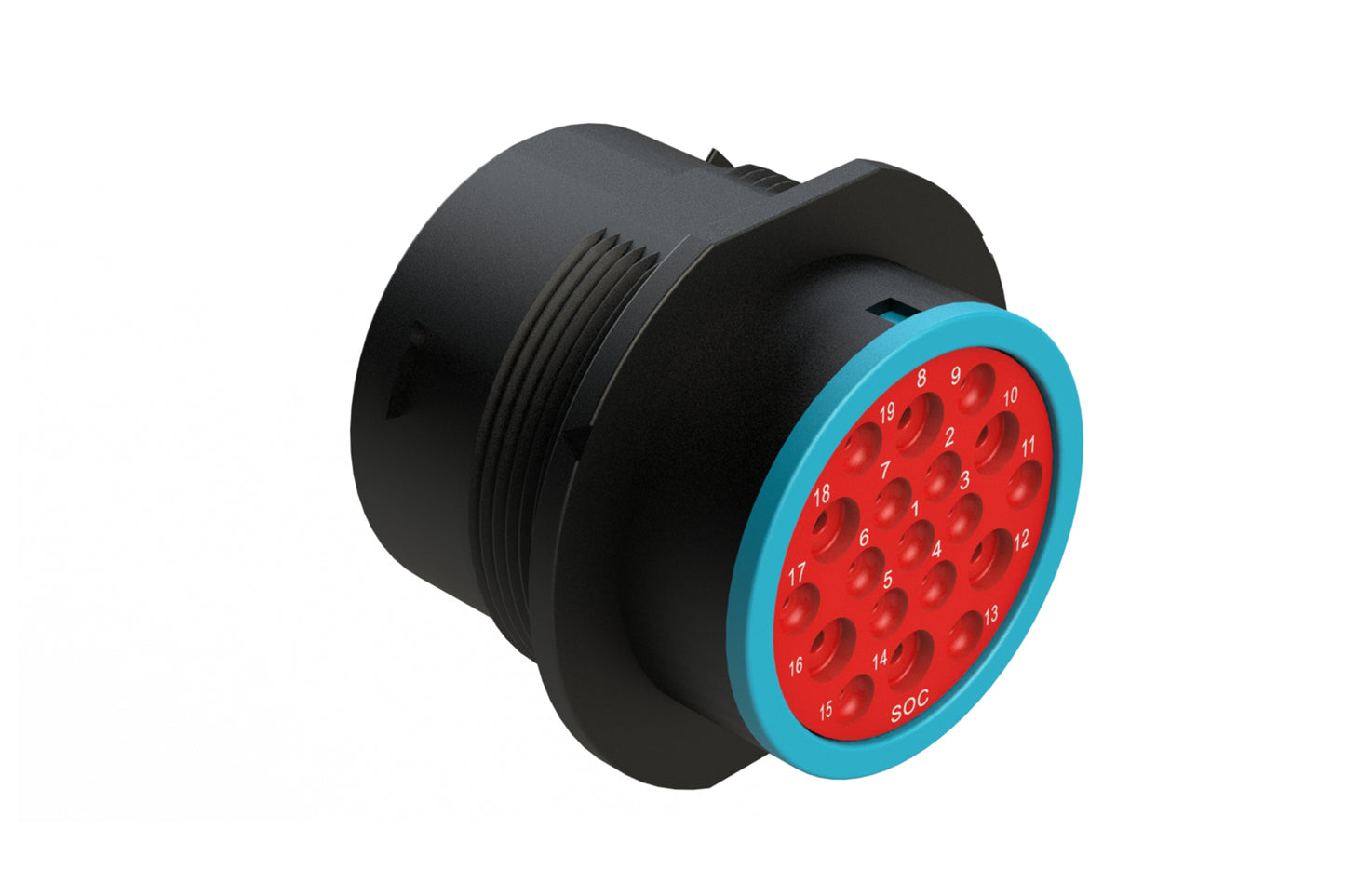 AHDP04-24-19SR-SRA 19 Position Receptacle, Socket, Shell Size 24, Reduced Diameter Seal (Blue Adapter), Smooth Ring Adapter. HDP24-24-19SE