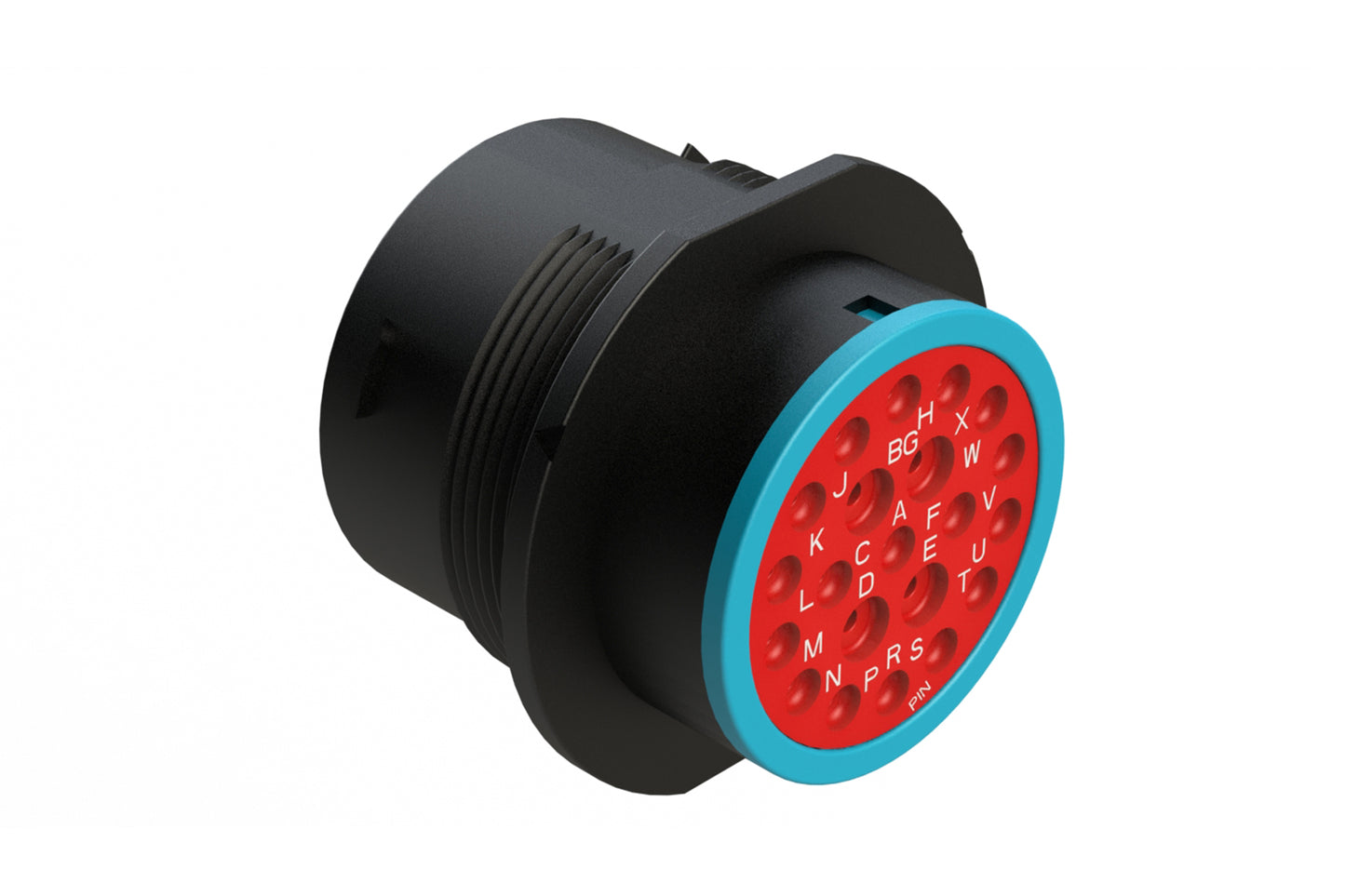 AHDP04-24-21PR-SRA 21 Position Receptacle, Pin, Shell Size 24, Reduced Diameter Seal (Blue Adapter), Smooth Ring Adapter, Dustcap Included. HDP24-24-21PE