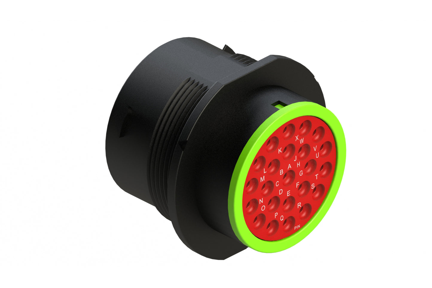 AHDP04-24-23PN-SRA 23 Position Receptacle, Pin, Shell Size 24, Normal Diameter Seal (Green Adapter), Smooth Ring Adapter, Dustcap Included. HDP24-24-23PN