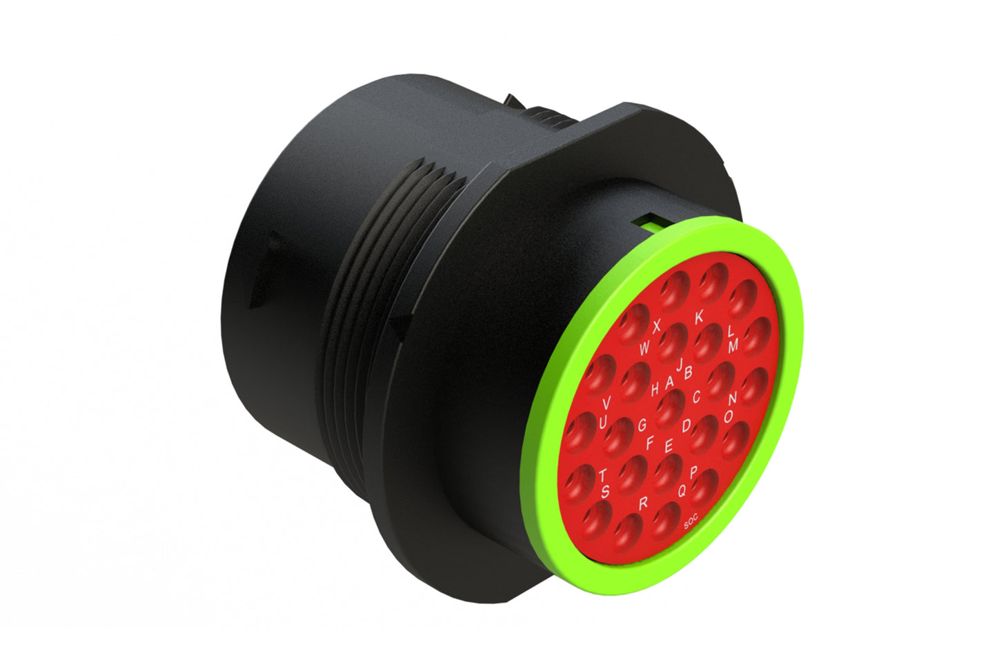 AHDP04-24-23SN-SRA 23 Position Receptacle, Socket, Shell Size 24, Normal Diameter Seal (Green Adapter), Smooth Ring Adapter, Dustcap Included. HDP24-24-23SN