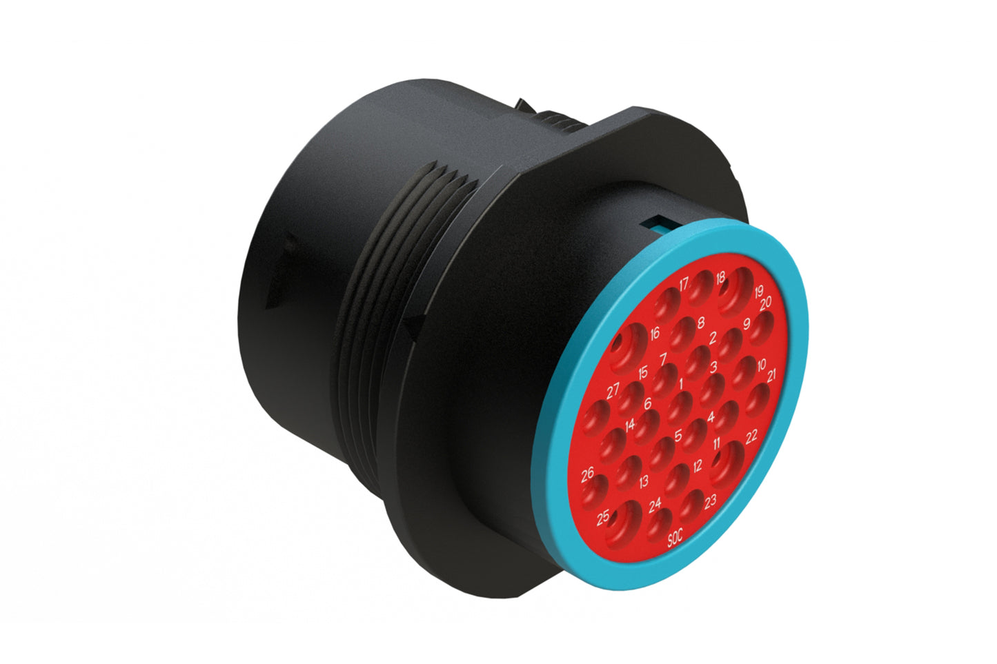 AHDP04-24-27SR-SRA 27 Position Receptacle, Socket, Shell Size 24, Reduced Diameter Seal (Blue Adapter), Smooth Ring Adapter, Dustcap Included